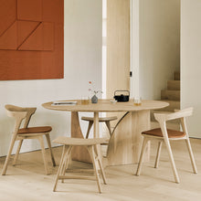 Load image into Gallery viewer, Teak Brown Round Geometric Dining Table