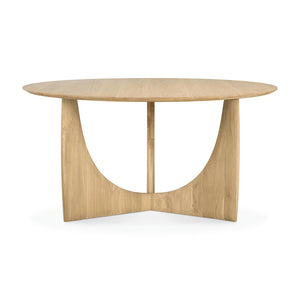 Teak Brown Round Geometric Dining Table