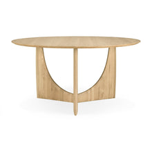 Load image into Gallery viewer, Teak Brown Round Geometric Dining Table