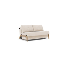 Load image into Gallery viewer, Cubed Full Sleeper Sofa with Oak Legs — Adario Basmati — 02 sofa 3 4
