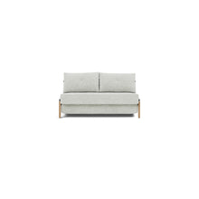 Load image into Gallery viewer, Cubed Full Sleeper Sofa with Oak Legs — Adario Fog — 01 sofa front