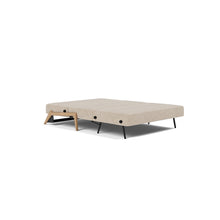 Load image into Gallery viewer, Cubed Full Sleeper Sofa with Oak Legs — Adario Taupe — 04 bed 3 4