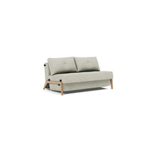 Load image into Gallery viewer, Cubed Full Sleeper Sofa with Oak Legs — Avella Sand — 02 sofa 3 4