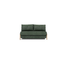 Load image into Gallery viewer, Cubed Full Sleeper Sofa with Oak Legs — Avella Pine Green — 01 sofa front