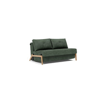 Load image into Gallery viewer, Cubed Full Sleeper Sofa with Oak Legs — Avella Pine Green — 02 sofa 3 4