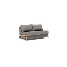 Load image into Gallery viewer, Cubed Full Sleeper Sofa with Oak Legs — Avella Warm Grey — 02 sofa 3 4
