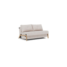 Load image into Gallery viewer, Cubed Full Sleeper Sofa with Oak Legs — Weda Sand — 02 sofa 3 4