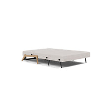 Load image into Gallery viewer, Cubed Full Sleeper Sofa with Oak Legs — Weda Sand — 04 bed 3 4