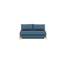 Load image into Gallery viewer, Cubed Full Sleeper Sofa with Oak Legs — Weda Blue — 01 sofa front