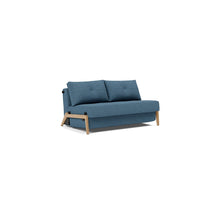 Load image into Gallery viewer, Cubed Full Sleeper Sofa with Oak Legs — Weda Blue — 02 sofa 3 4