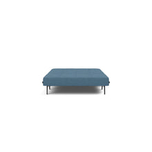 Load image into Gallery viewer, Cubed Full Sleeper Sofa with Oak Legs — Weda Blue — 03 bed front