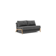 Load image into Gallery viewer, Cubed Full Sleeper Sofa with Oak Legs — Taura Deep Grey — 02 sofa 3 4