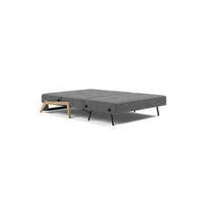 Load image into Gallery viewer, Cubed Full Sleeper Sofa with Oak Legs — Taura Deep Grey — 04 bed 3 4
