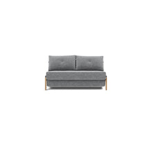 Load image into Gallery viewer, Cubed Full Sleeper Sofa with Oak Legs — Taura Slate Grey — 01 sofa front