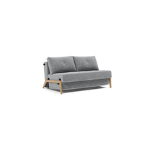 Load image into Gallery viewer, Cubed Full Sleeper Sofa with Oak Legs — Taura Slate Grey — 02 sofa 3 4