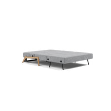 Load image into Gallery viewer, Cubed Full Sleeper Sofa with Oak Legs — Taura Slate Grey — 04 bed 3 4