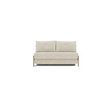 Load image into Gallery viewer, Cubed Full Sleeper Sofa with Oak Legs — Taura Off White — 01 sofa front