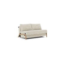 Load image into Gallery viewer, Cubed Full Sleeper Sofa with Oak Legs — Taura Off White — 02 sofa 3 4