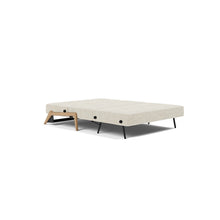 Load image into Gallery viewer, Cubed Full Sleeper Sofa with Oak Legs — Taura Off White — 04 bed 3 4