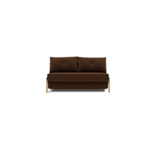 Load image into Gallery viewer, Cubed Full Sleeper Sofa with Oak Legs — Taura Cappuccino — 01 sofa front