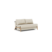 Load image into Gallery viewer, Cubed Full Sleeper Sofa with Oak Legs — Halifax Shell — 02 sofa 3 4
