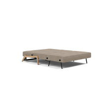 Load image into Gallery viewer, Cubed Full Sleeper Sofa with Oak Legs — Halifax Wicker — 04 bed 3 4