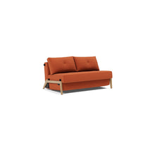 Load image into Gallery viewer, Cubed Full Sleeper Sofa with Oak Legs — Esina Rust Orange — 02 sofa 3 4
