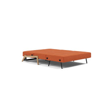 Load image into Gallery viewer, Cubed Full Sleeper Sofa with Oak Legs — Esina Rust Orange — 04 bed 3 4