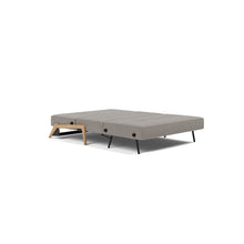 Load image into Gallery viewer, Cubed Full Sleeper Sofa with Oak Legs — Mixed Dance Grey — 04 bed 3 4