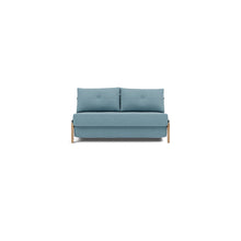 Load image into Gallery viewer, Cubed Full Sleeper Sofa with Oak Legs — Mixed Dance Light Blue — 01 sofa front