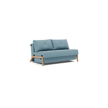 Load image into Gallery viewer, Cubed Full Sleeper Sofa with Oak Legs — Mixed Dance Light Blue — 02 sofa 3 4