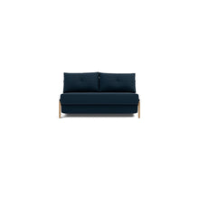 Load image into Gallery viewer, Cubed Full Sleeper Sofa with Oak Legs — Mixed Dance Blue — 01 sofa front