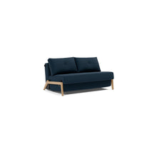 Load image into Gallery viewer, Cubed Full Sleeper Sofa with Oak Legs — Mixed Dance Blue — 02 sofa 3 4