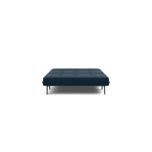 Load image into Gallery viewer, Cubed Full Sleeper Sofa with Oak Legs — Mixed Dance Blue — 03 bed front