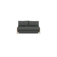 Load image into Gallery viewer, Cubed Full Sleeper Sofa with Oak Legs — Boucle Charcoal — 01 sofa front