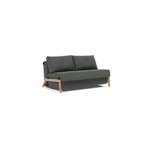 Load image into Gallery viewer, Cubed Full Sleeper Sofa with Oak Legs — Boucle Charcoal — 02 sofa 3 4