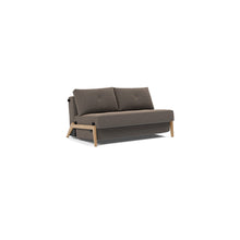 Load image into Gallery viewer, Cubed Full Sleeper Sofa with Oak Legs — Boucle Taupe — 02 sofa 3 4