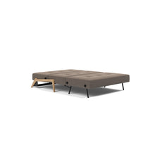Load image into Gallery viewer, Cubed Full Sleeper Sofa with Oak Legs — Boucle Taupe — 04 bed 3 4
