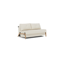 Load image into Gallery viewer, Cubed Full Sleeper Sofa with Oak Legs — Boucle Off White — 02 sofa 3 4