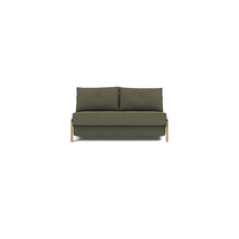 Load image into Gallery viewer, Cubed Full Sleeper Sofa with Oak Legs — Boucle Forest Green — 01 sofa front