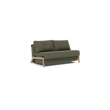Load image into Gallery viewer, Cubed Full Sleeper Sofa with Oak Legs — Boucle Forest Green — 02 sofa 3 4