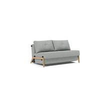 Load image into Gallery viewer, Cubed Full Sleeper Sofa with Oak Legs — Melange Grey — 02 sofa 3 4