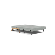 Load image into Gallery viewer, Cubed Full Sleeper Sofa with Oak Legs — Melange Grey — 04 bed 3 4