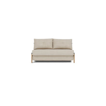 Load image into Gallery viewer, Cubed Full Sleeper Sofa with Oak Legs — Phobos Latte — 01 sofa front