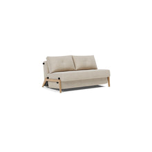 Load image into Gallery viewer, Cubed Full Sleeper Sofa with Oak Legs — Phobos Latte — 02 sofa 3 4