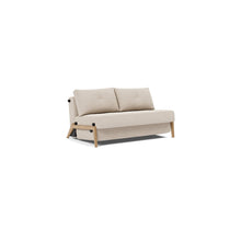 Load image into Gallery viewer, Cubed Full Sleeper Sofa with Oak Legs — Blida Sand Grey — 02 sofa 3 4