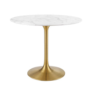Round Tulip Dining Table - Gold Base - Hausful