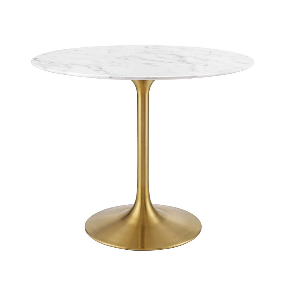 Round Tulip Dining Table - Gold Base - Hausful