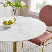 Load image into Gallery viewer, Round Tulip Dining Table - Gold Base - Hausful