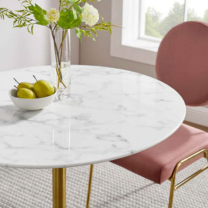 Round Tulip Dining Table - Gold Base - Hausful